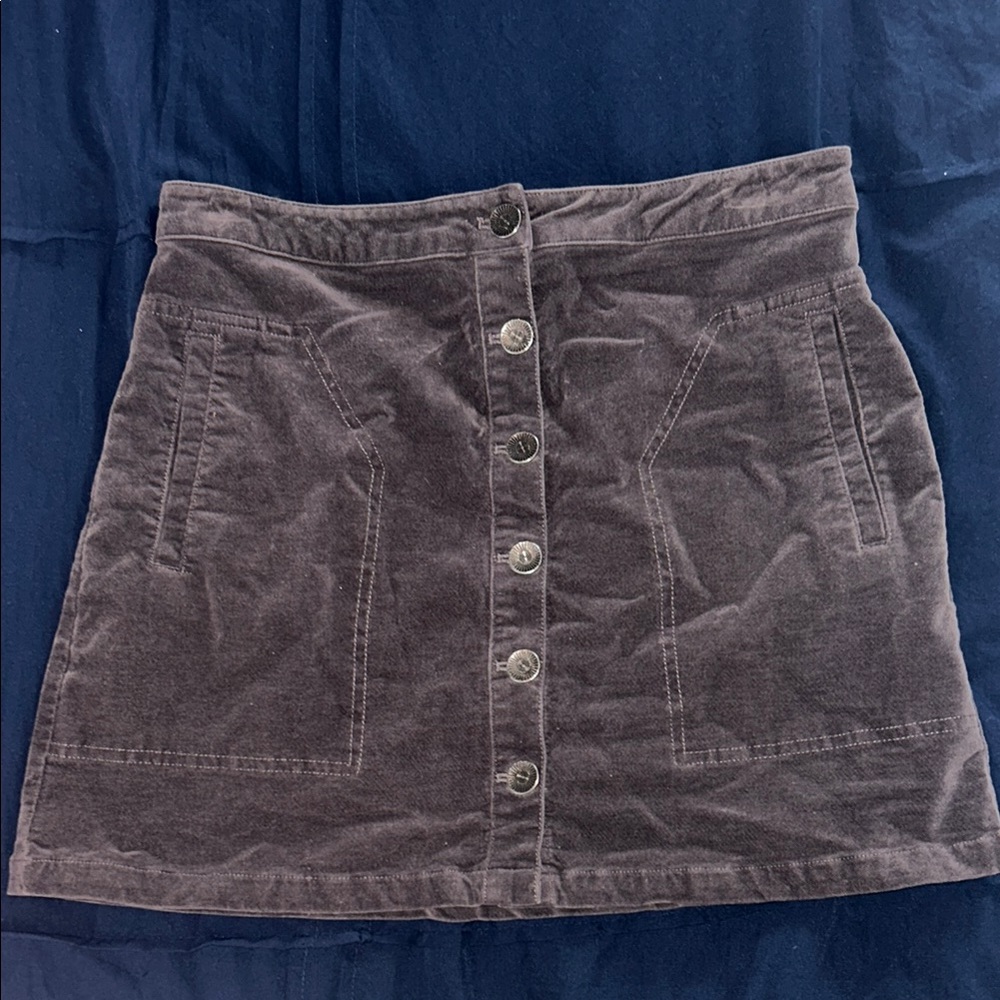 Button-Front Gray Skirt